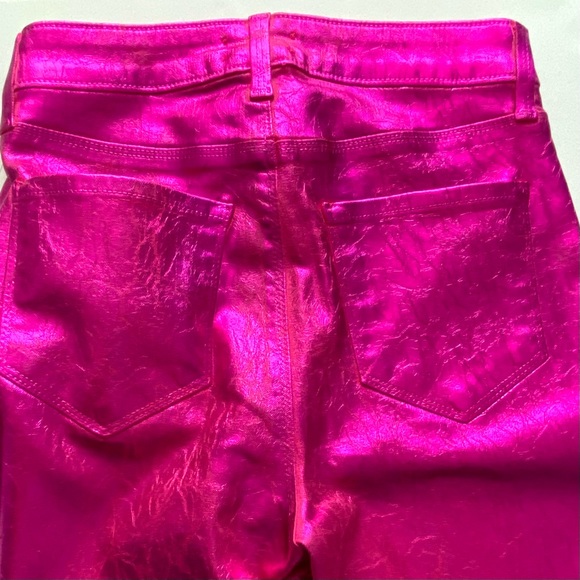L'AGENCE Coated Foil Metallic Stretch High Rise Skinny Jeans Hot Pink 25 - Picture 11 of 15
